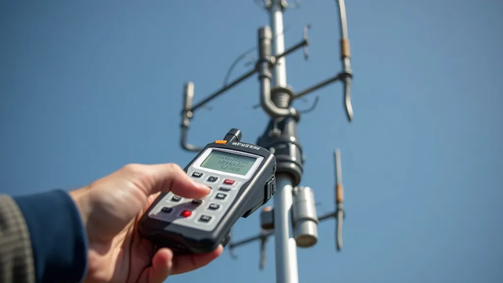 Antenna analyzer being used to test an antenna