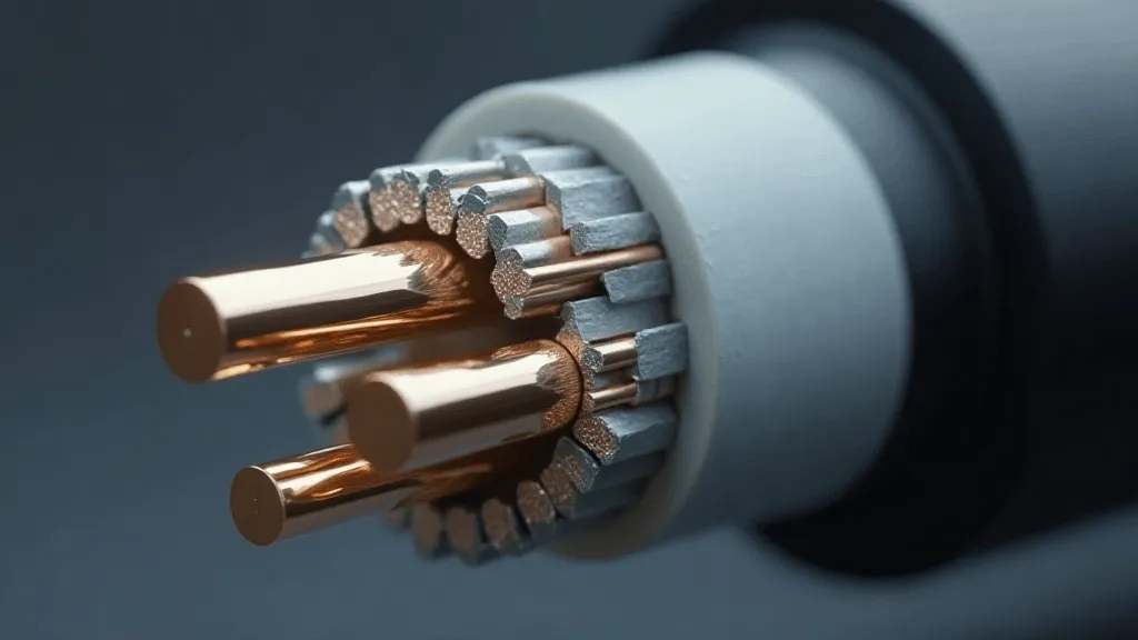 Cross-section of coaxial cable showing layers