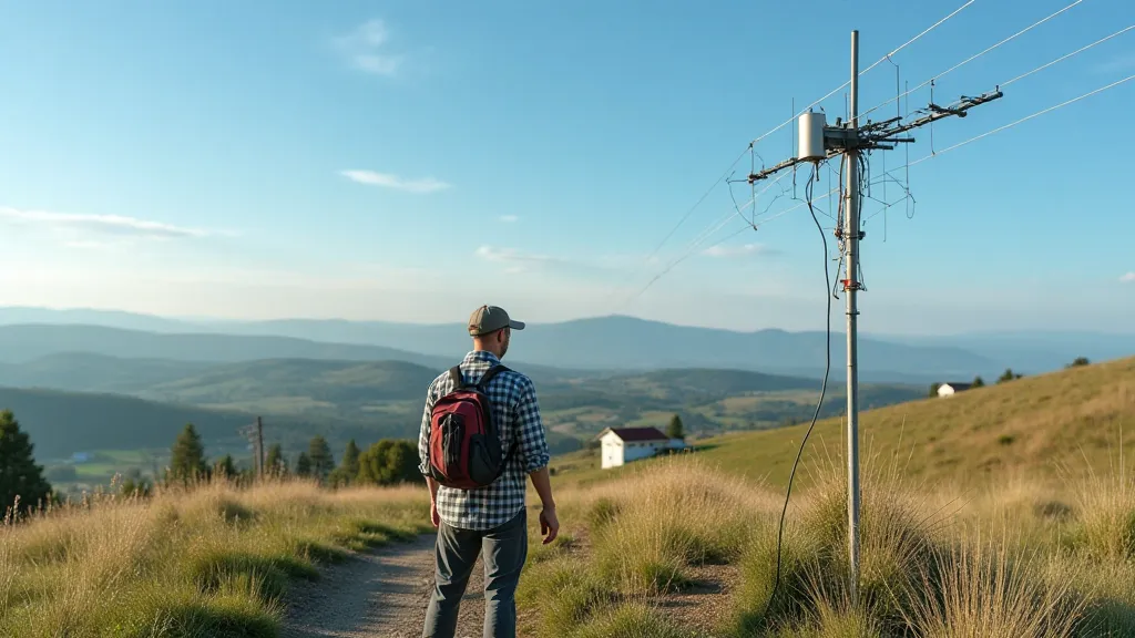 Ham radio operator and antenna
