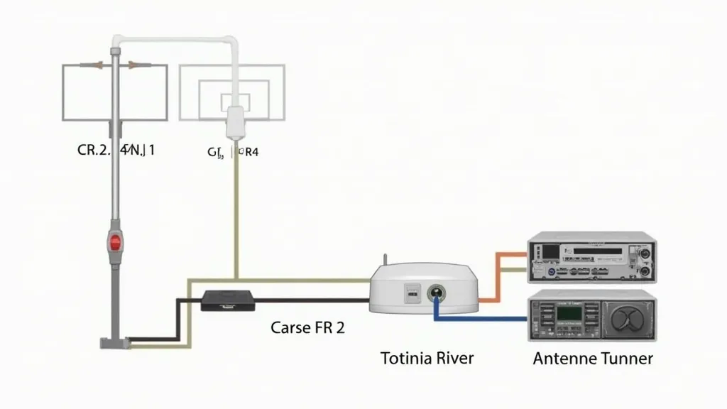 Diagram of an antenna, tuner, and transceiver.